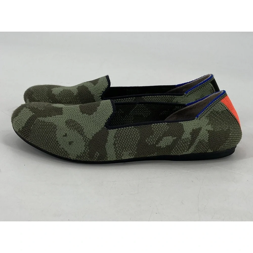Rothy's‎ Size 3 Youth Olive Camo Textile The Kids Loafer Casual Flat Shoe